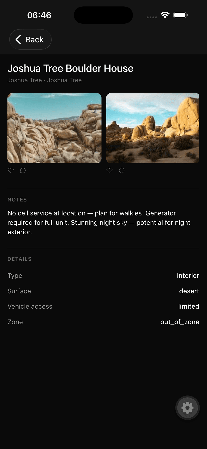 Location Detail screenshot